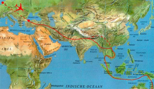 Onze geplande route
